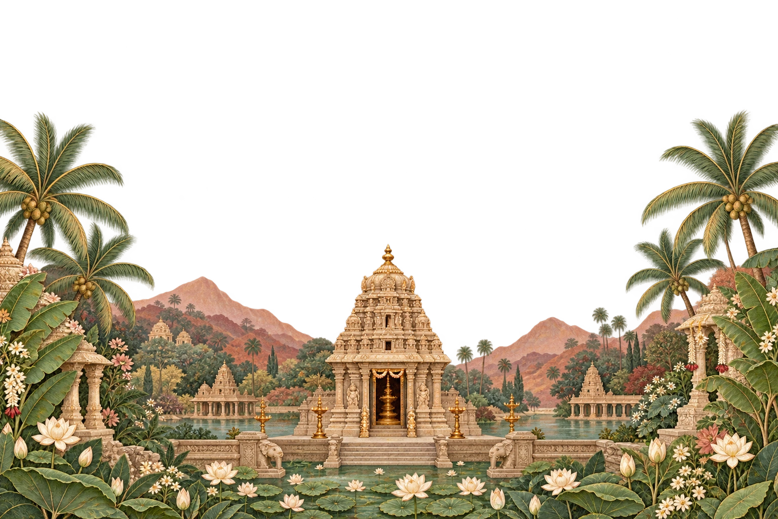 A painted South Indian temple landscape